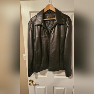 Men's black leather jacket